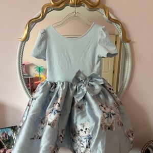 H&M Light Blue Cat Print Formal Kids Dress